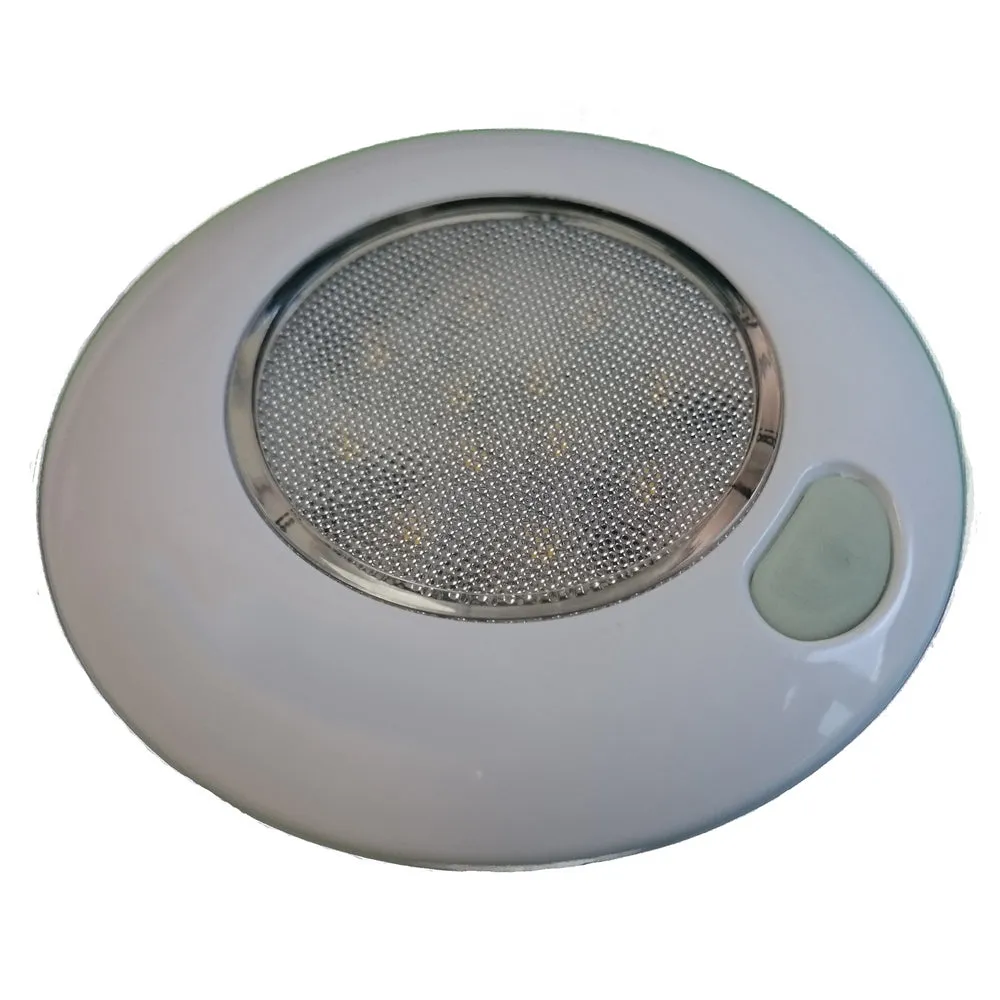 124 Series Interior LED Light with Switch - White Bezel - 10-30V DC