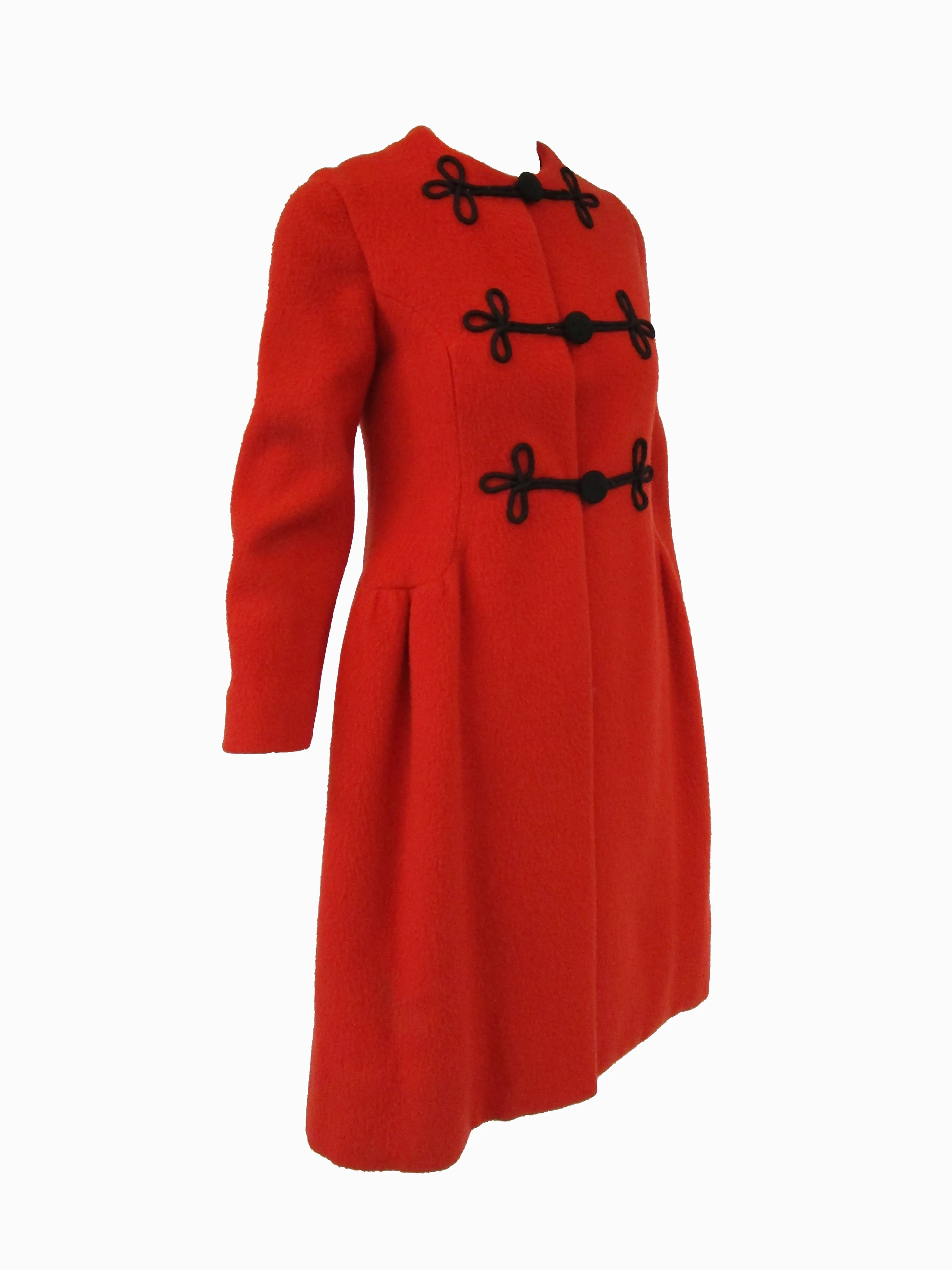 1970s Mod Orange Wool Coat Dress