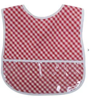 3 Marthas - Red Check Wipeable Bib