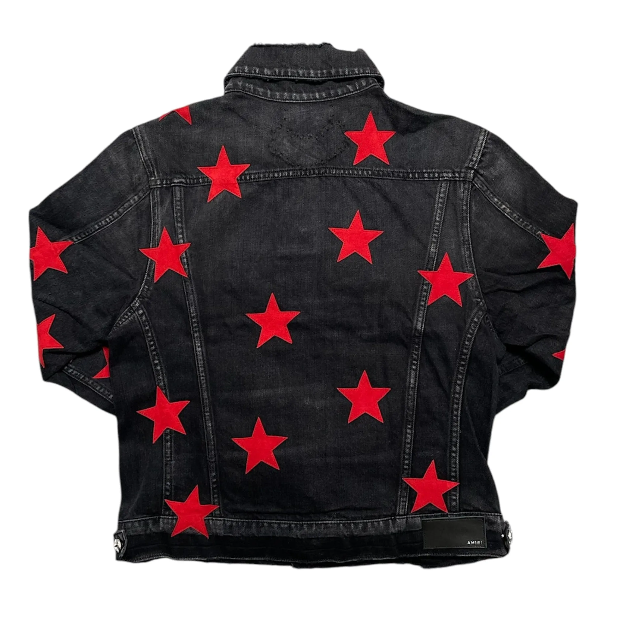 Amiri x Chemist Ultra Suede Star Patch Denim Jacket Aged Black Red