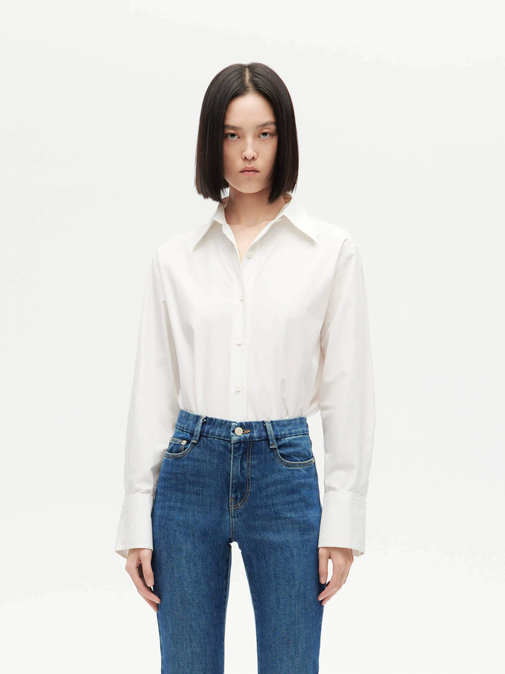 Back Pleated Cotton Shirt