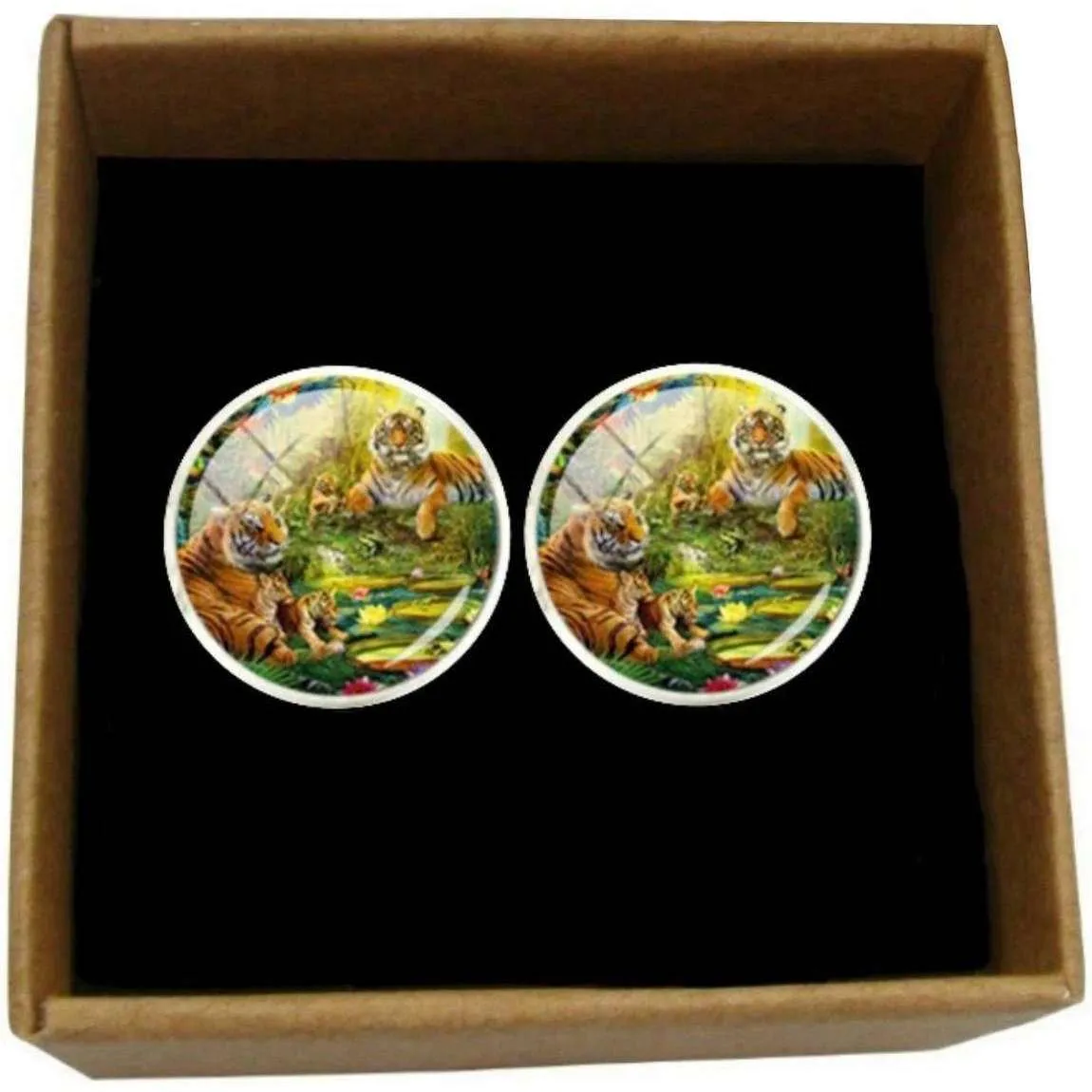 Bassin and Brown Tiger Cufflinks - Orange/Green