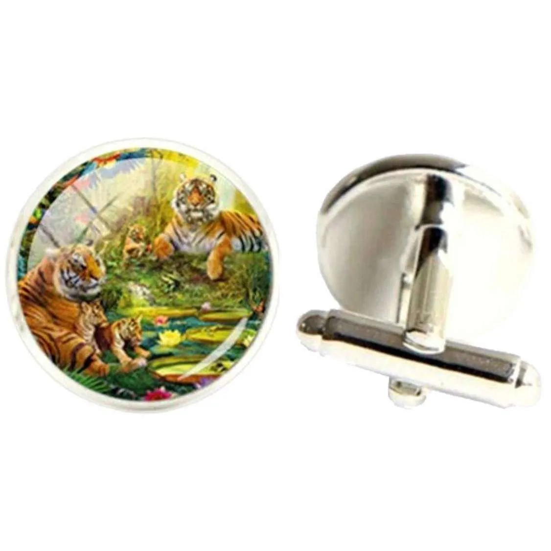 Bassin and Brown Tiger Cufflinks - Orange/Green