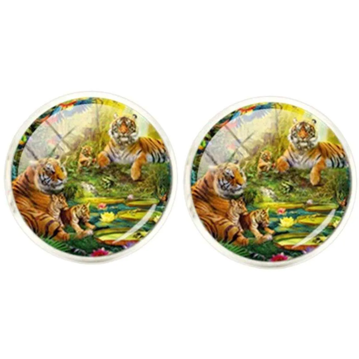 Bassin and Brown Tiger Cufflinks - Orange/Green