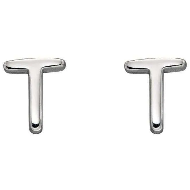 Beginnings T Initial Stud Earrings - Silver