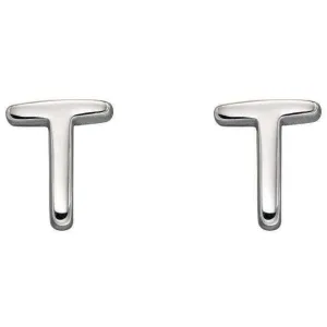 Beginnings T Initial Stud Earrings - Silver