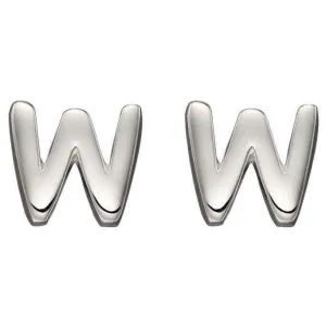 Beginnings W Initial Stud Earrings - Silver