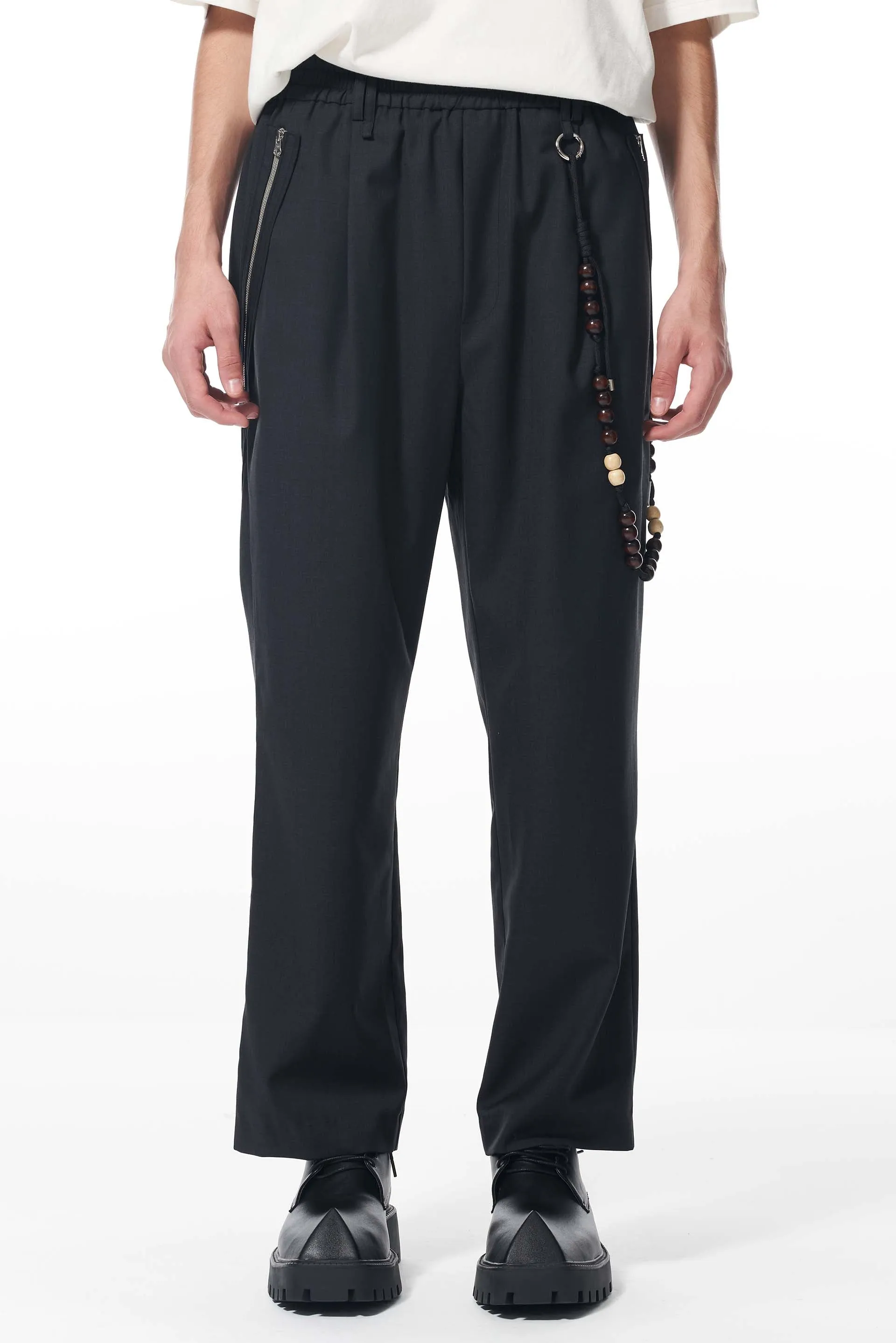 Black Woody Chain Casual Trousers