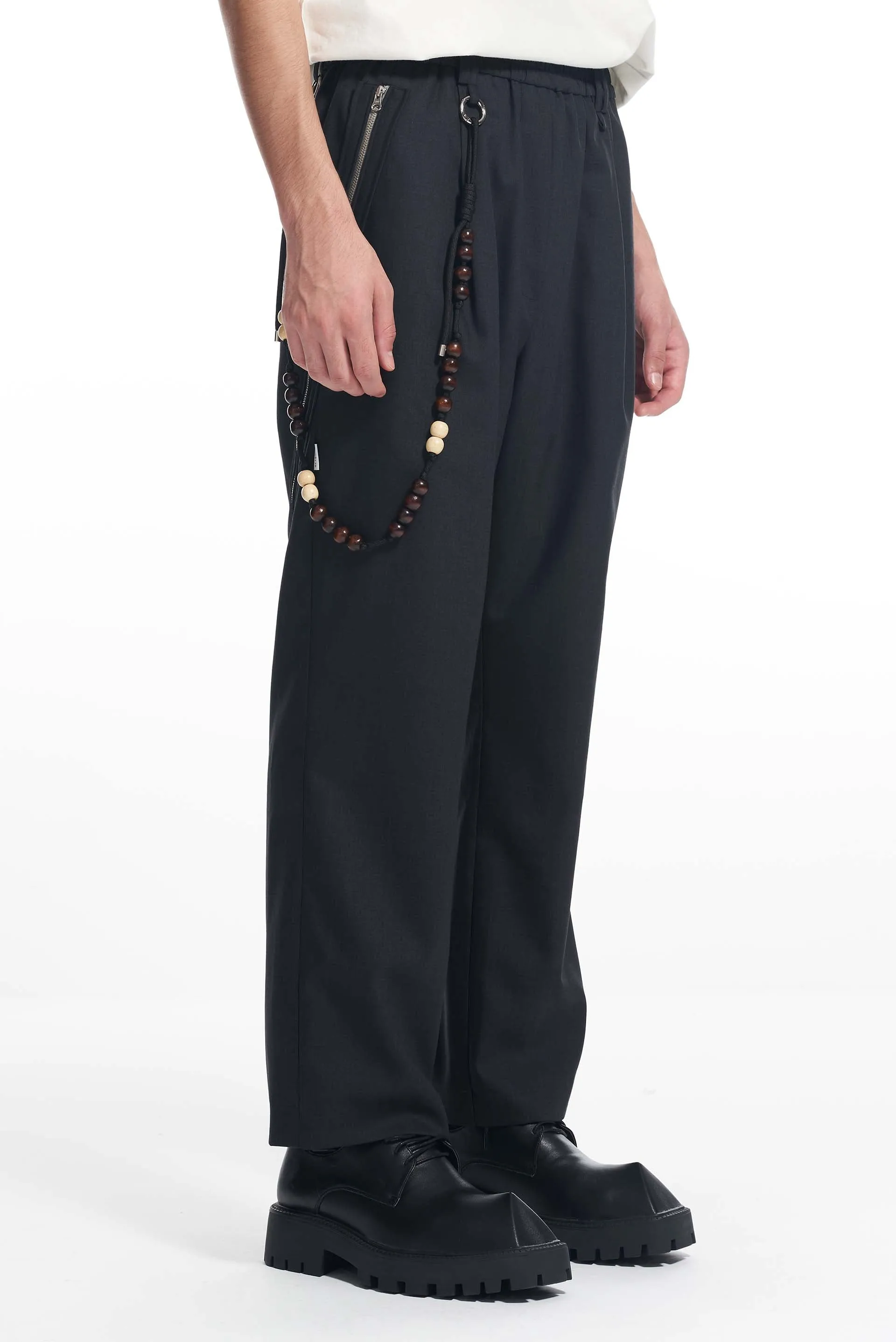 Black Woody Chain Casual Trousers