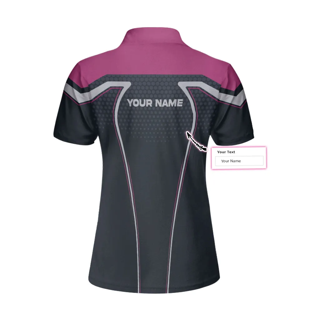 Bowling Team In Pink Custom Short Sleeve Women Polo Shirt, Personalized Bowling Shirt For Ladies, Custom Bowling Gift Idea