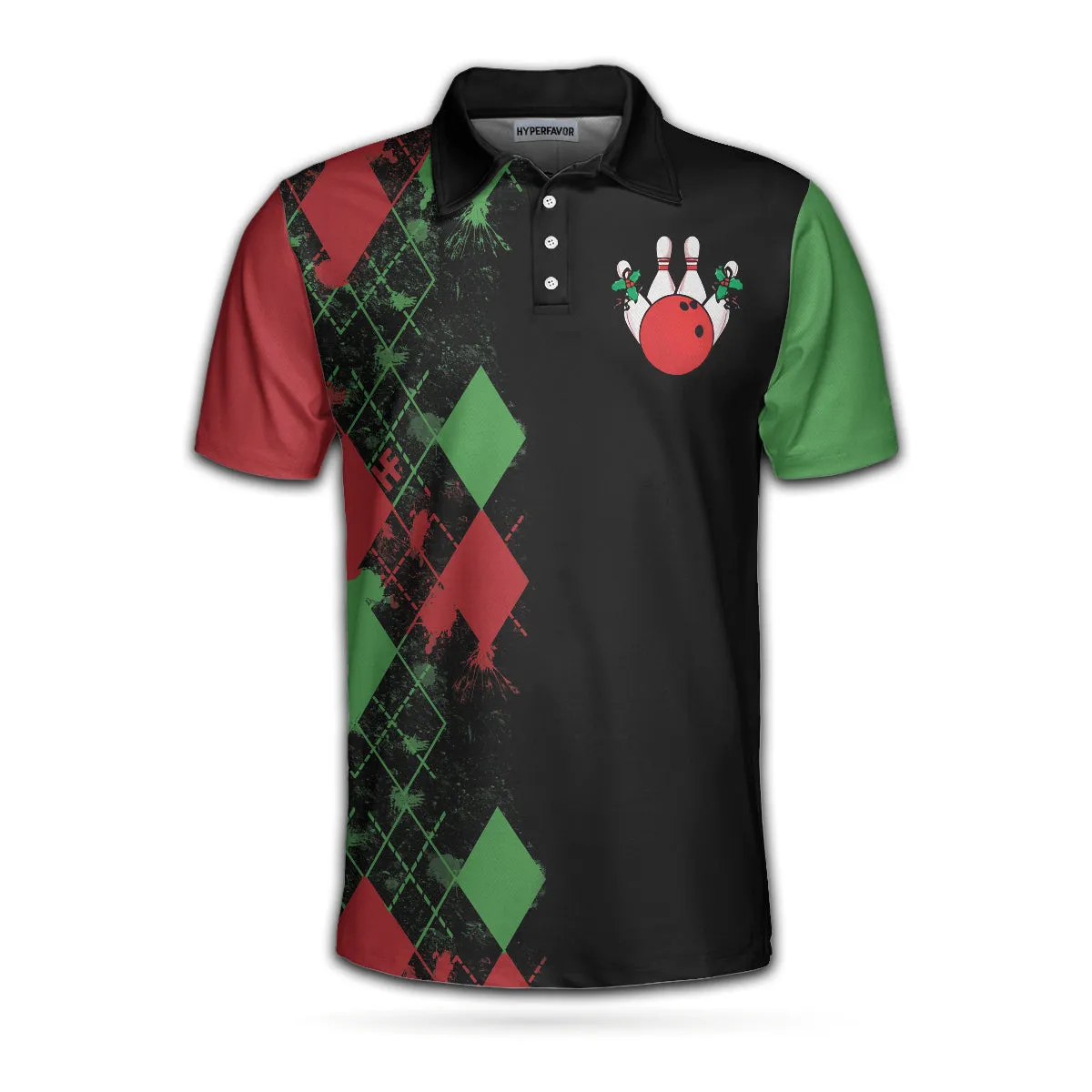 Bowly Night Polo Shirt, Christmas Themed Polo Shirt Design, Best Christmas Gift Idea For Bowling Lovers Coolspod