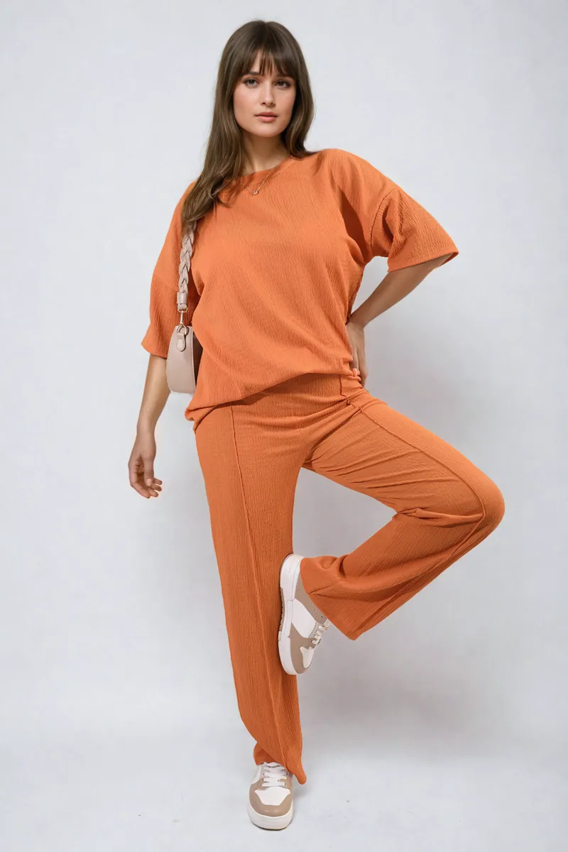 Cheesecloth Pattern Top and Trouser Co-ord Set