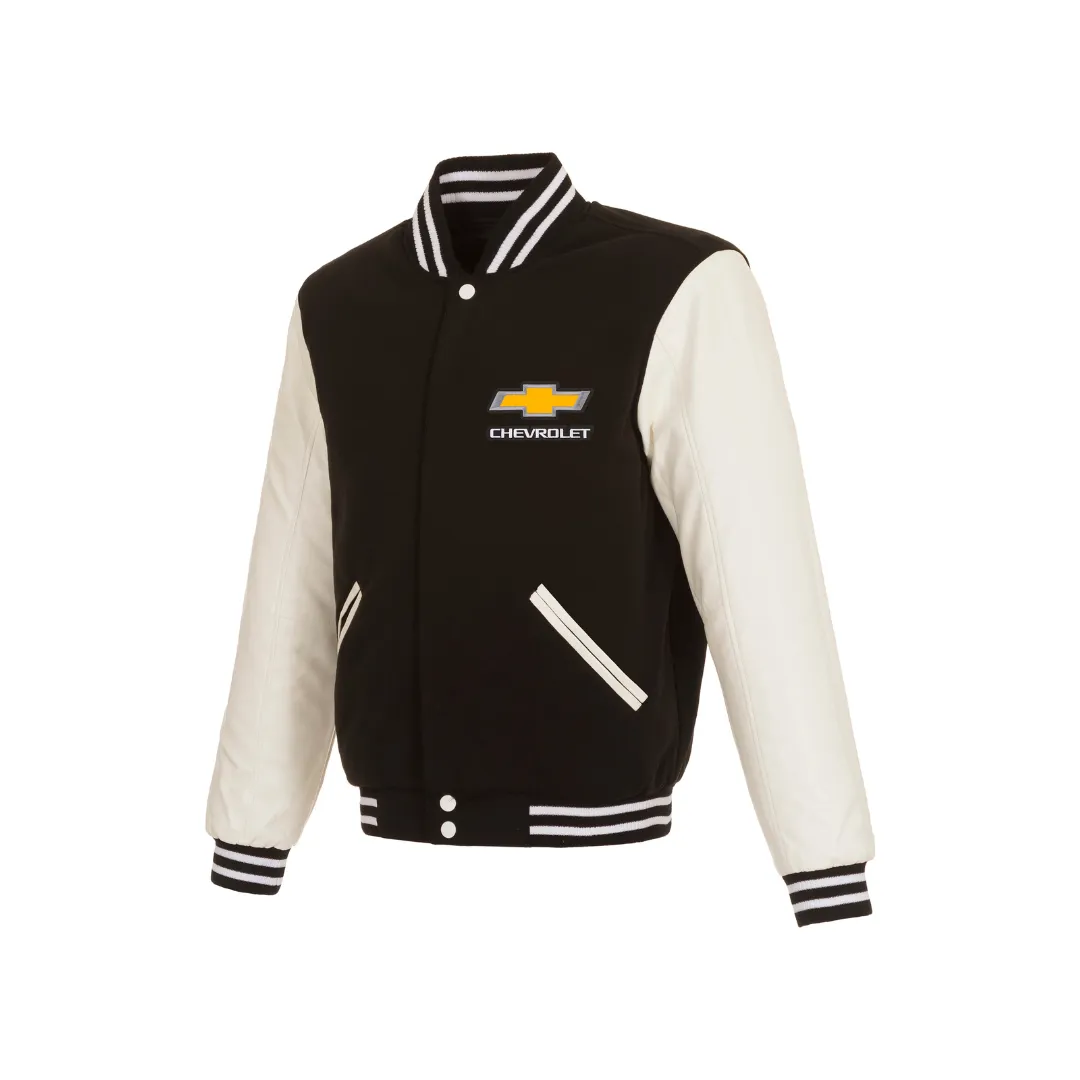 Chevy Men's Reversible Fleece and Leather Jacket