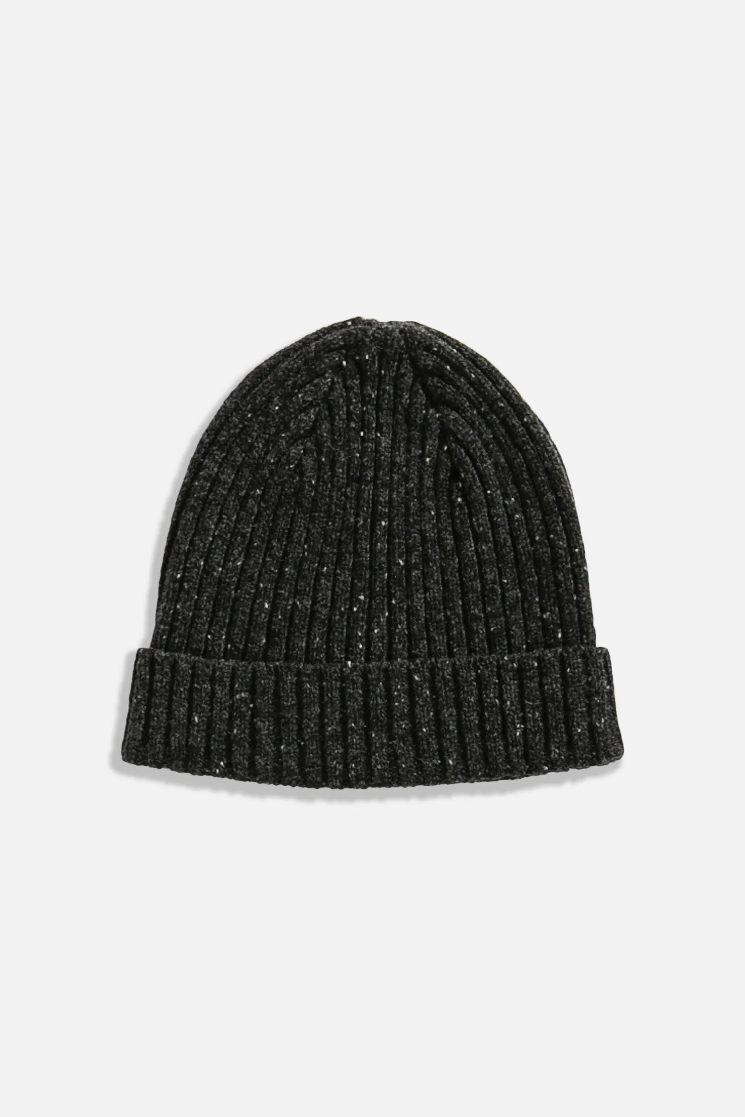 Chunky Ribbed Beanie / Black Donegal