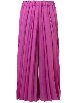 Color Pleats Bottom Straight Pants