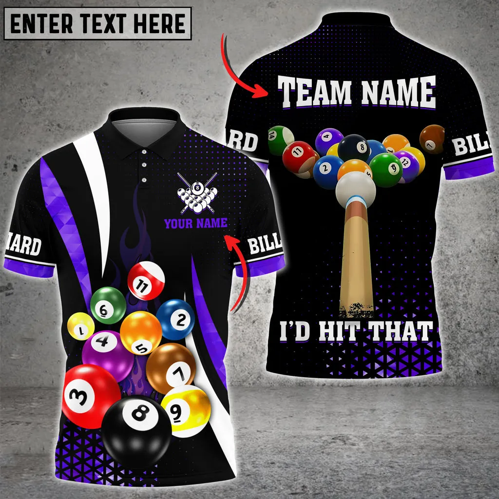 Coolspod Billiards I'd Hit That Multi Color Options Customized Name 3D Polo Shirt