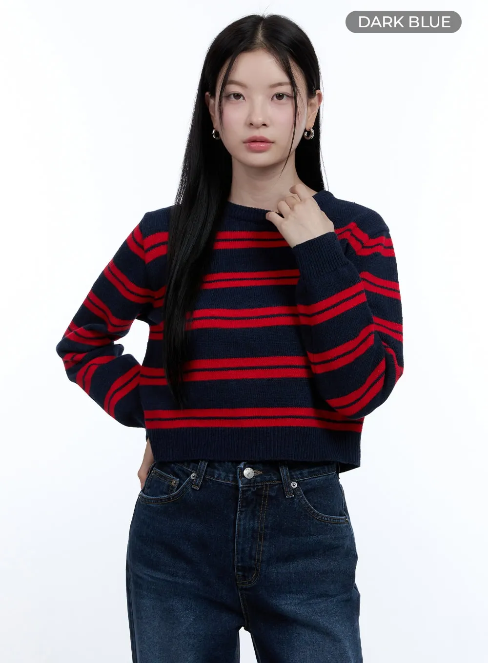 Cozy Stripe Wool-Blend Crop Top OO429