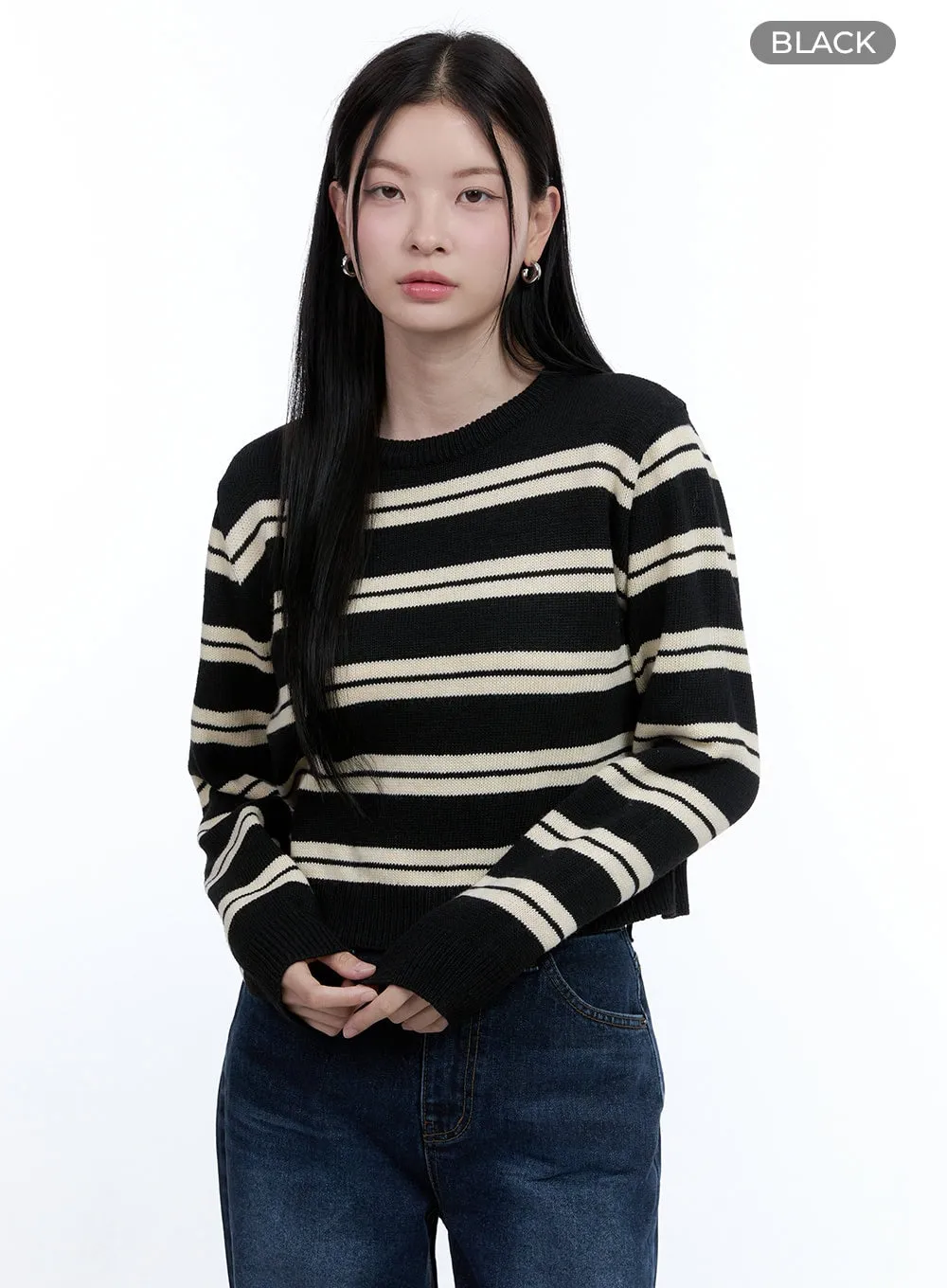 Cozy Stripe Wool-Blend Crop Top OO429