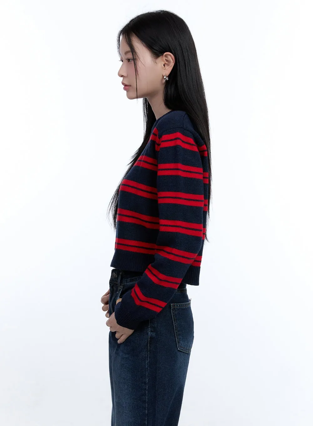 Cozy Stripe Wool-Blend Crop Top OO429