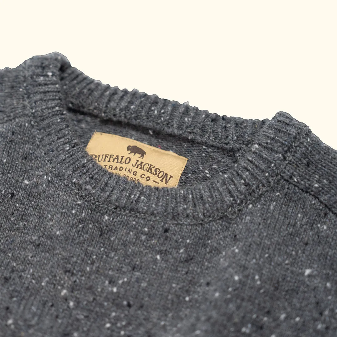 Crewneck Wool Sweater | Charcoal Gray Fleck