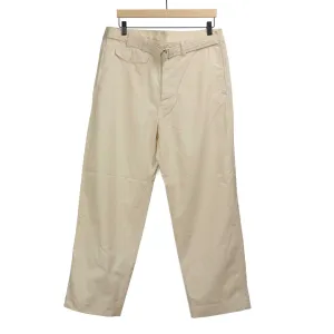 D-ring belted trousers in natural slubby cotton twill