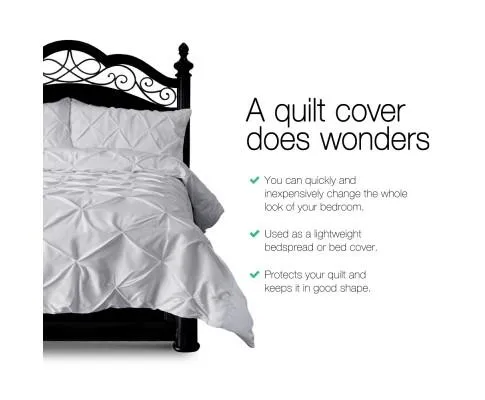 Diamond Pintuck Quilt Cover Set - Grey