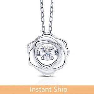 doveggs diamond 18k white gold center 0.15 carat diamond pendant necklace