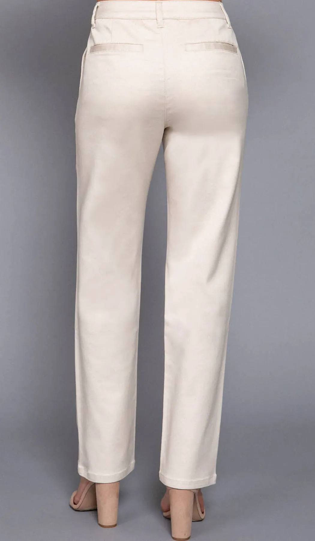 Erem Straight Fit Stretch Cotton Twill Long Pants - Ecru