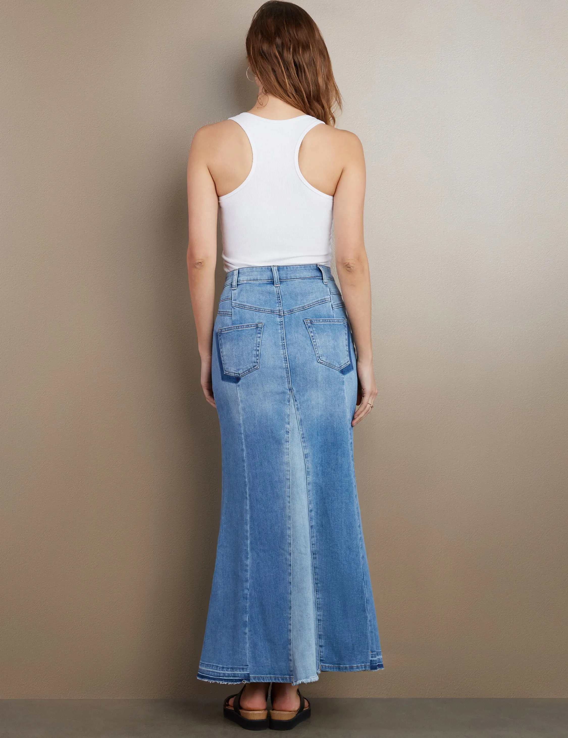 Flare Bliss Maxi Denim Skirt