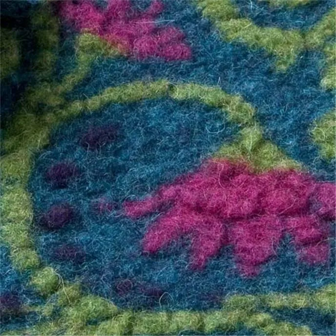 FLOWERWALK PETROL ~ Felted Wool fabric