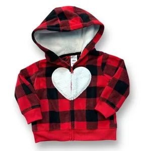 Girls Carter's Size 12 Months Red & Black Plaid Fleece Hooded Sweatshirt