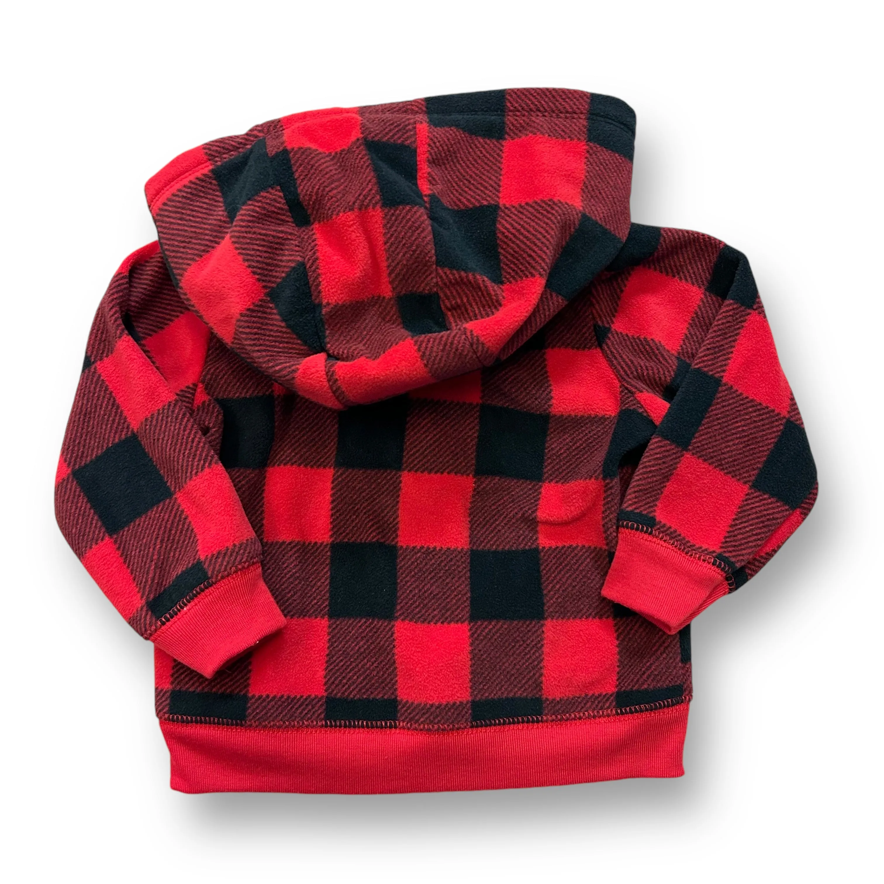 Girls Carter's Size 12 Months Red & Black Plaid Fleece Hooded Sweatshirt