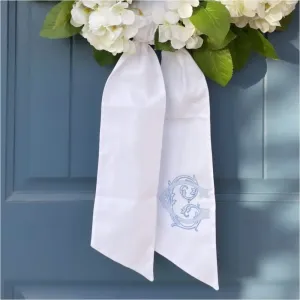 Hampton White Cotton Customized Wreath Sash