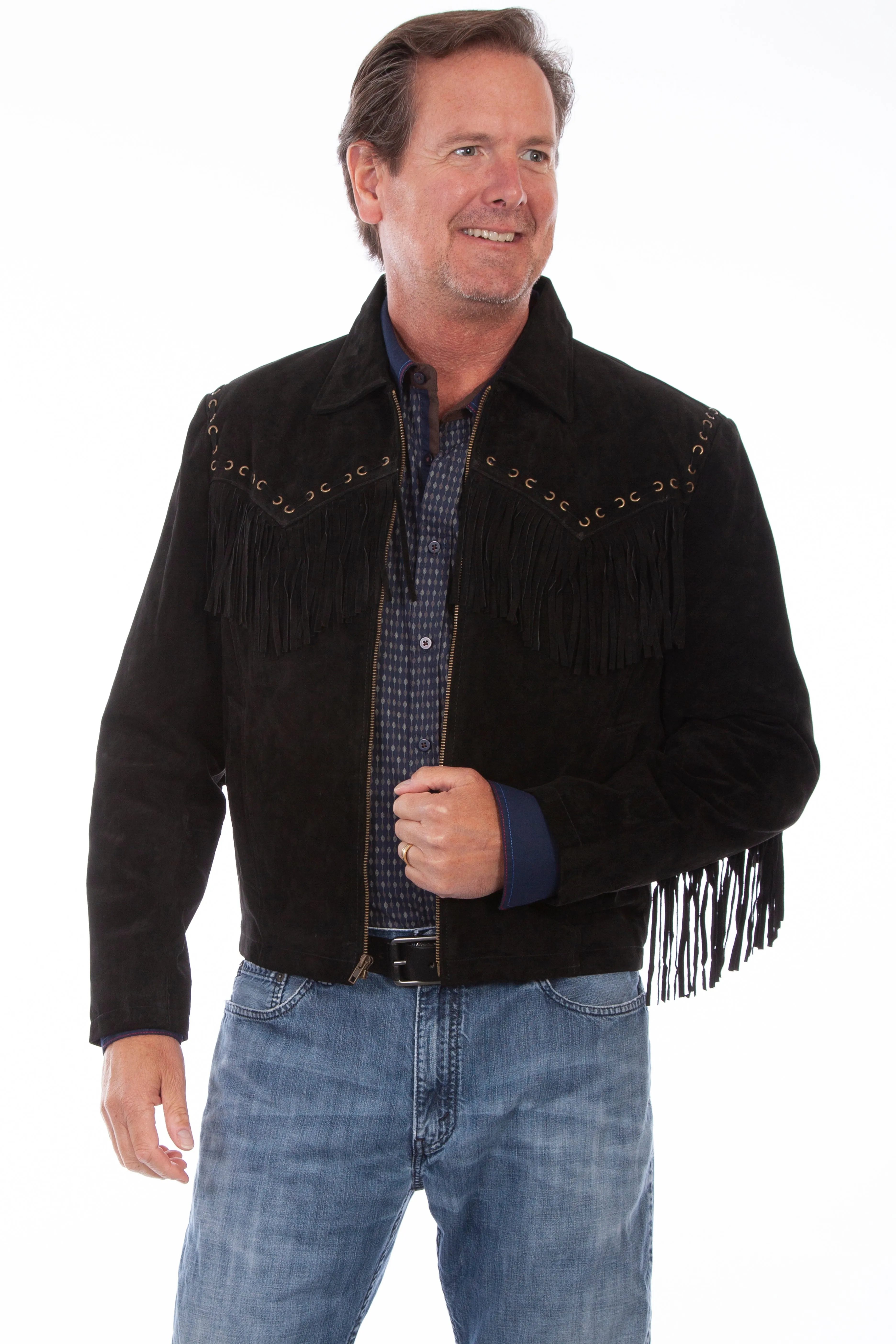 Jacket, Men's Western Suede with Fringe - Style 221