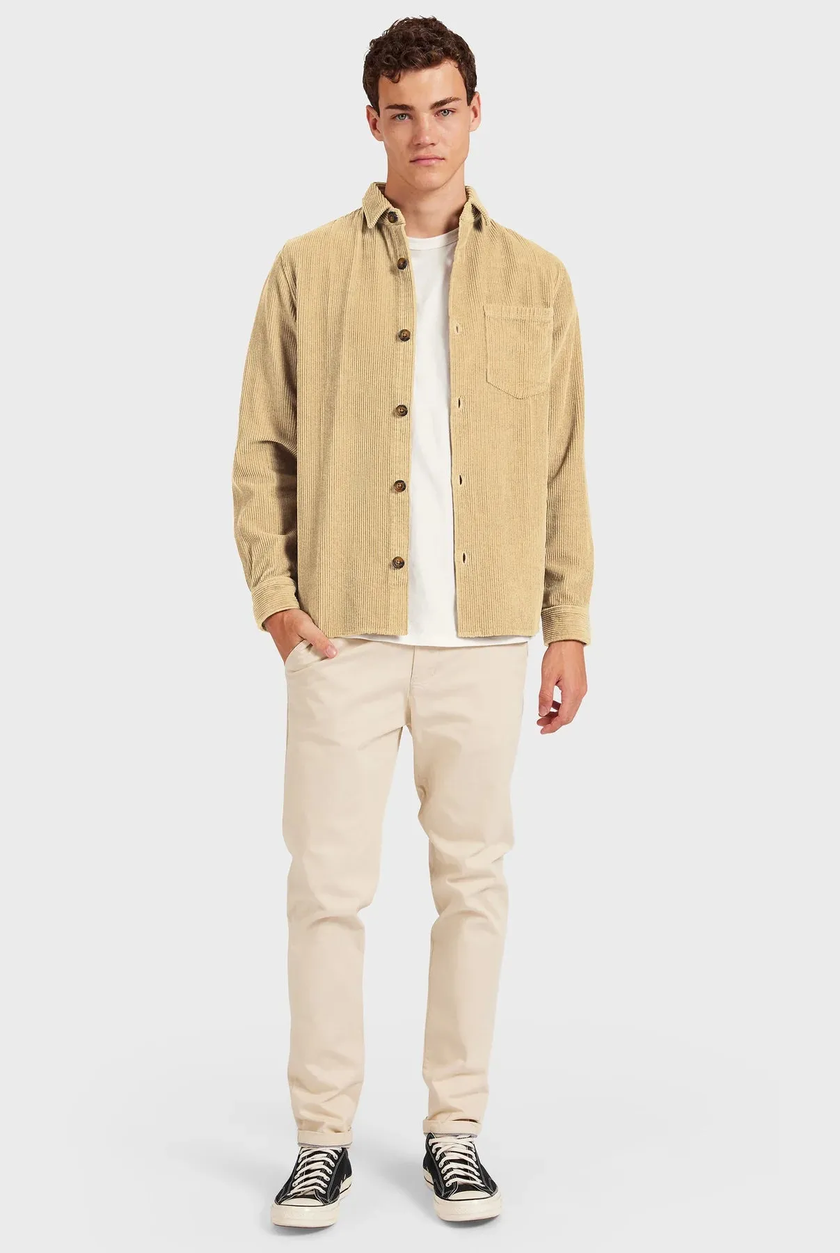 Lebowski Cord Overshirt in Macadamia