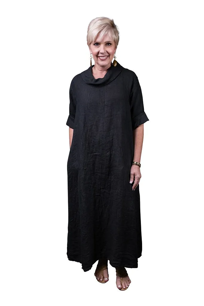 Mara Cowl Neck Linen Maxi Dress (DQ103)