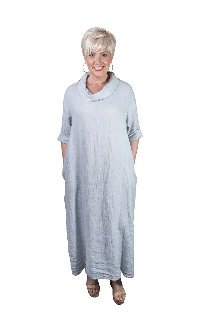 Mara Cowl Neck Linen Maxi Dress (DQ103)