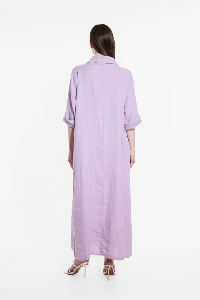 Mara Cowl Neck Linen Maxi Dress (DQ103)