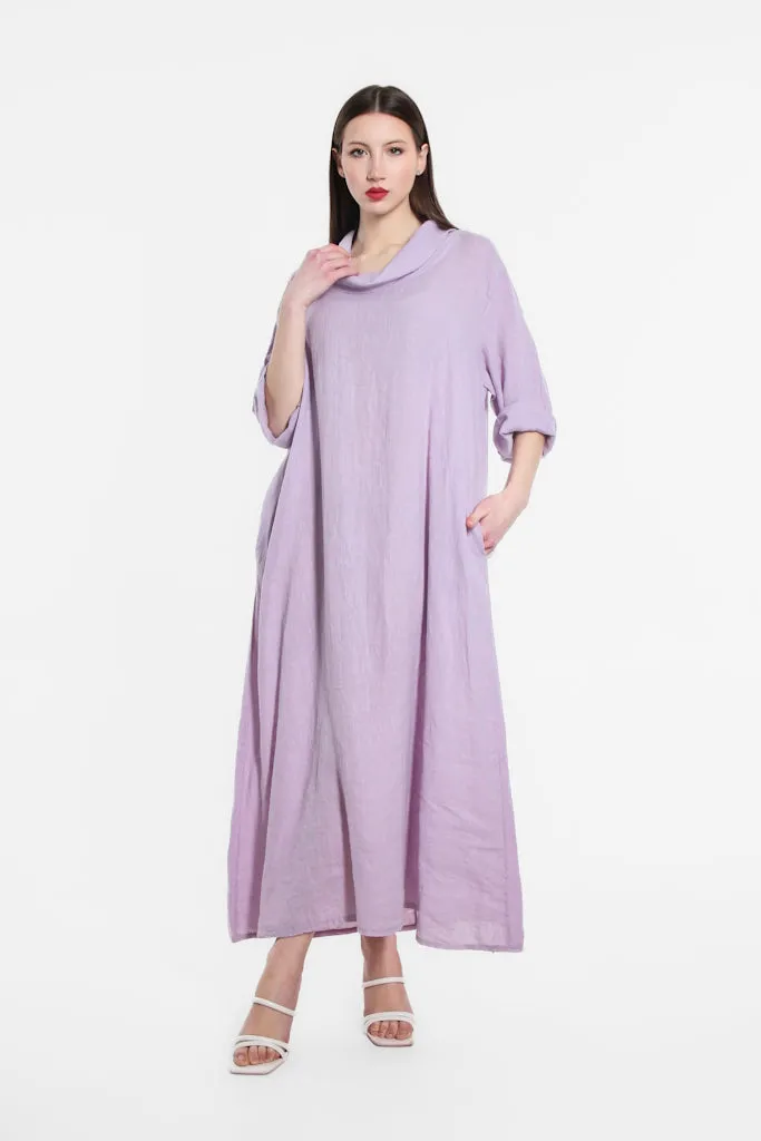 Mara Cowl Neck Linen Maxi Dress (DQ103)