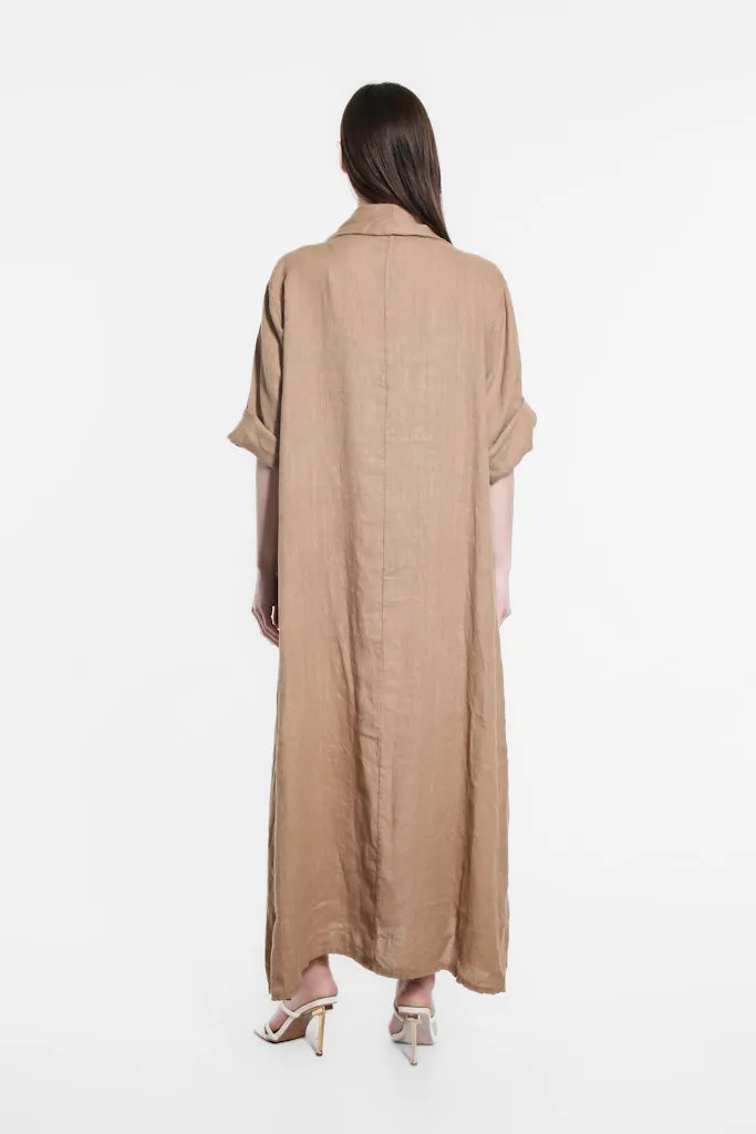 Mara Cowl Neck Linen Maxi Dress (DQ103)