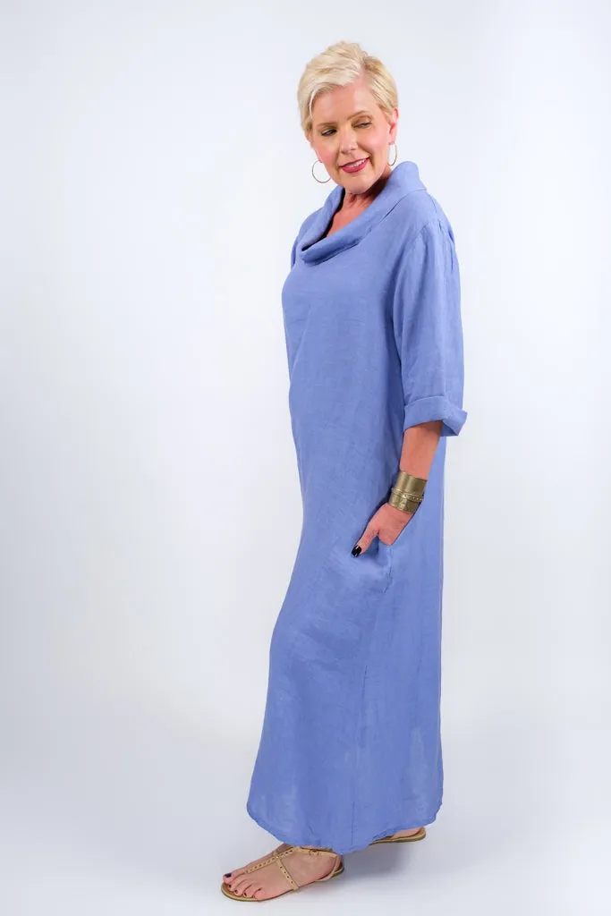 Mara Cowl Neck Linen Maxi Dress (DQ103)