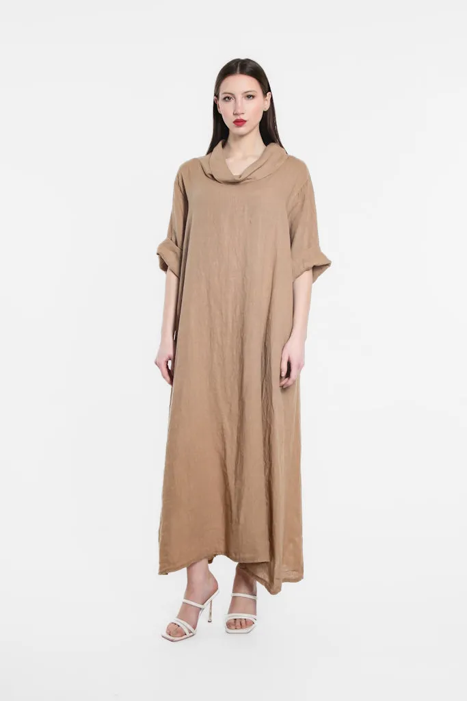 Mara Cowl Neck Linen Maxi Dress (DQ103)