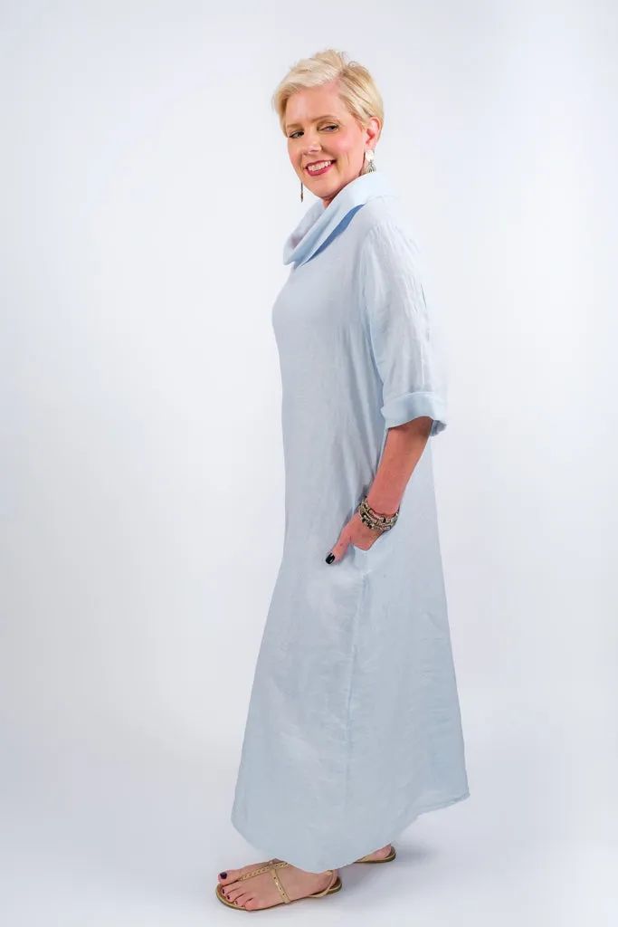 Mara Cowl Neck Linen Maxi Dress (DQ103)