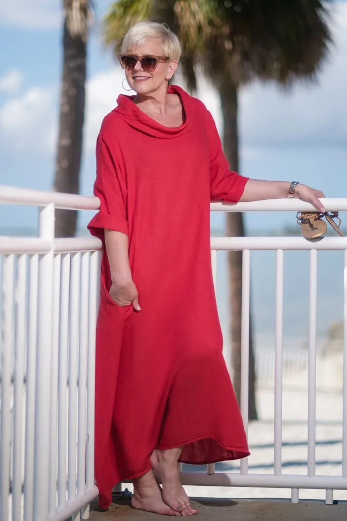 Mara Cowl Neck Linen Maxi Dress (DQ103)