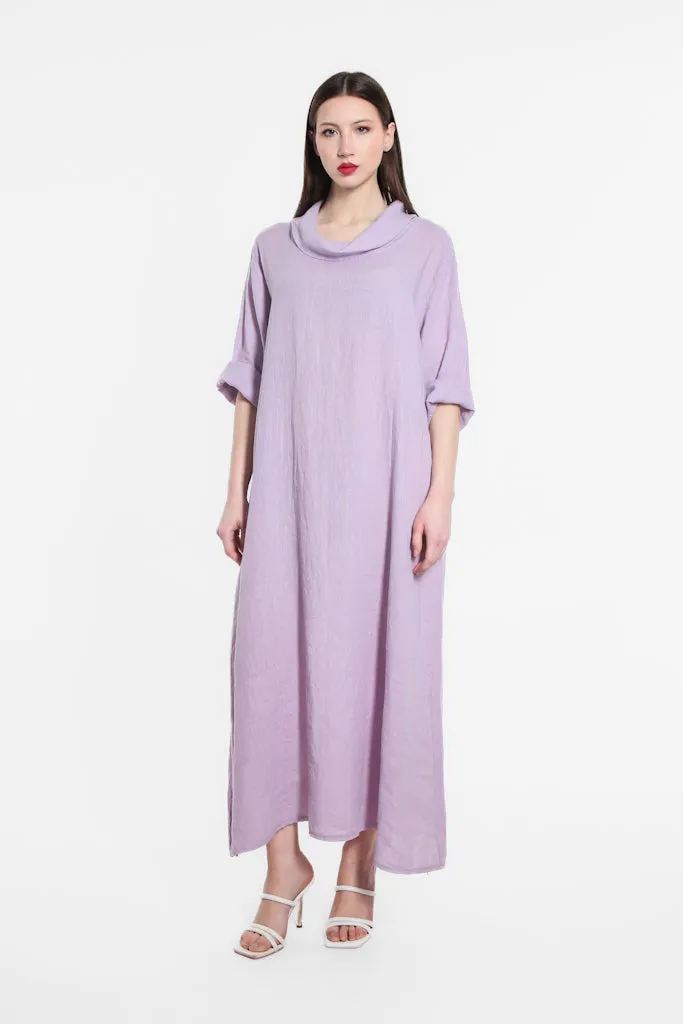 Mara Cowl Neck Linen Maxi Dress (DQ103)