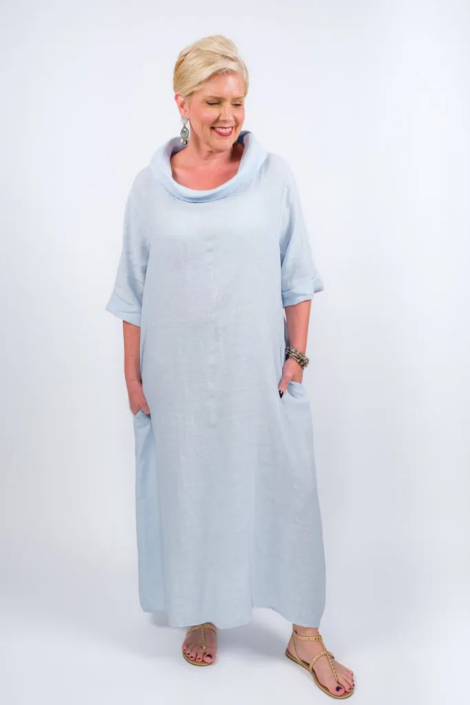 Mara Cowl Neck Linen Maxi Dress (DQ103)