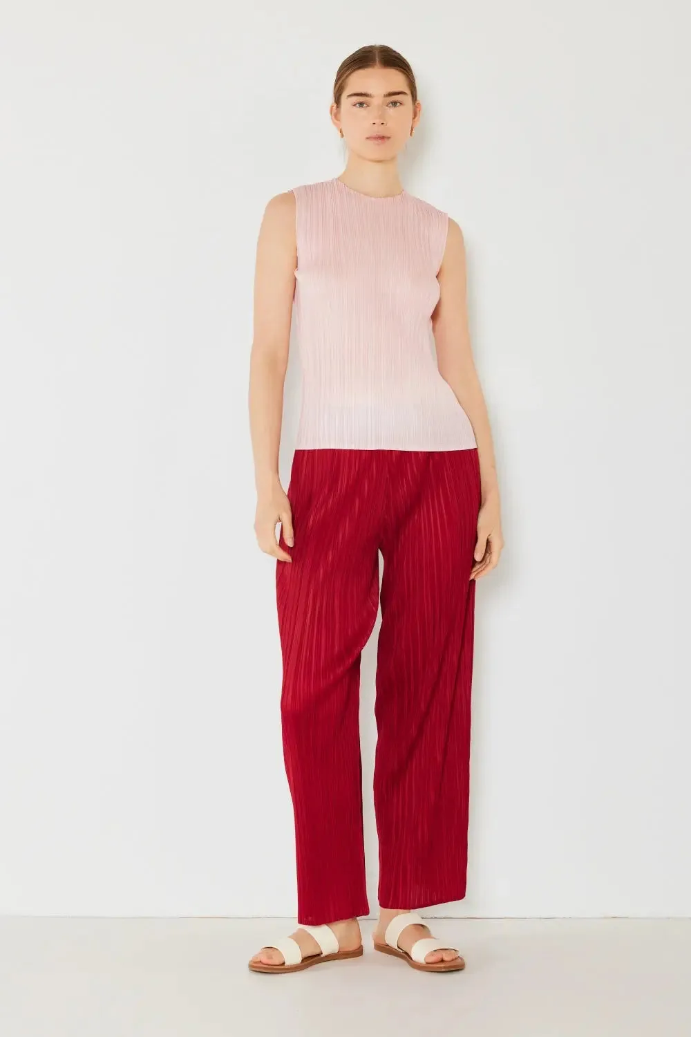 Marina West Swim Pleated Elastic-Waist Straight Pants