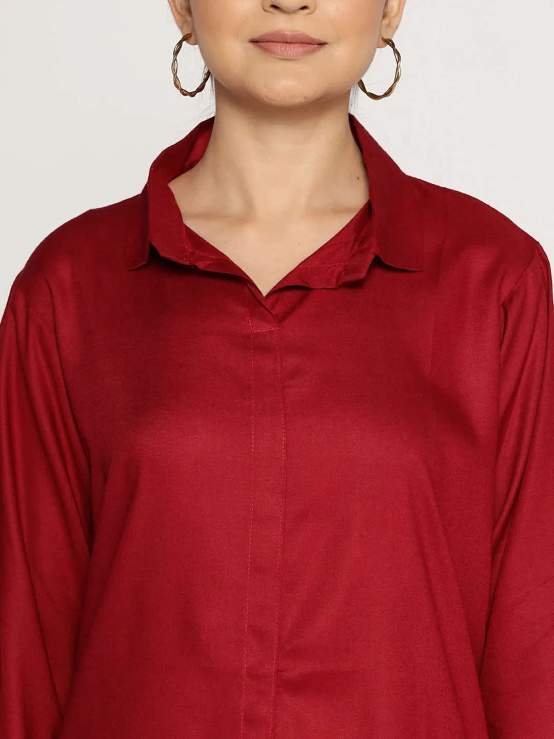 Maroon Rayon ShirtTop - Bordeaux