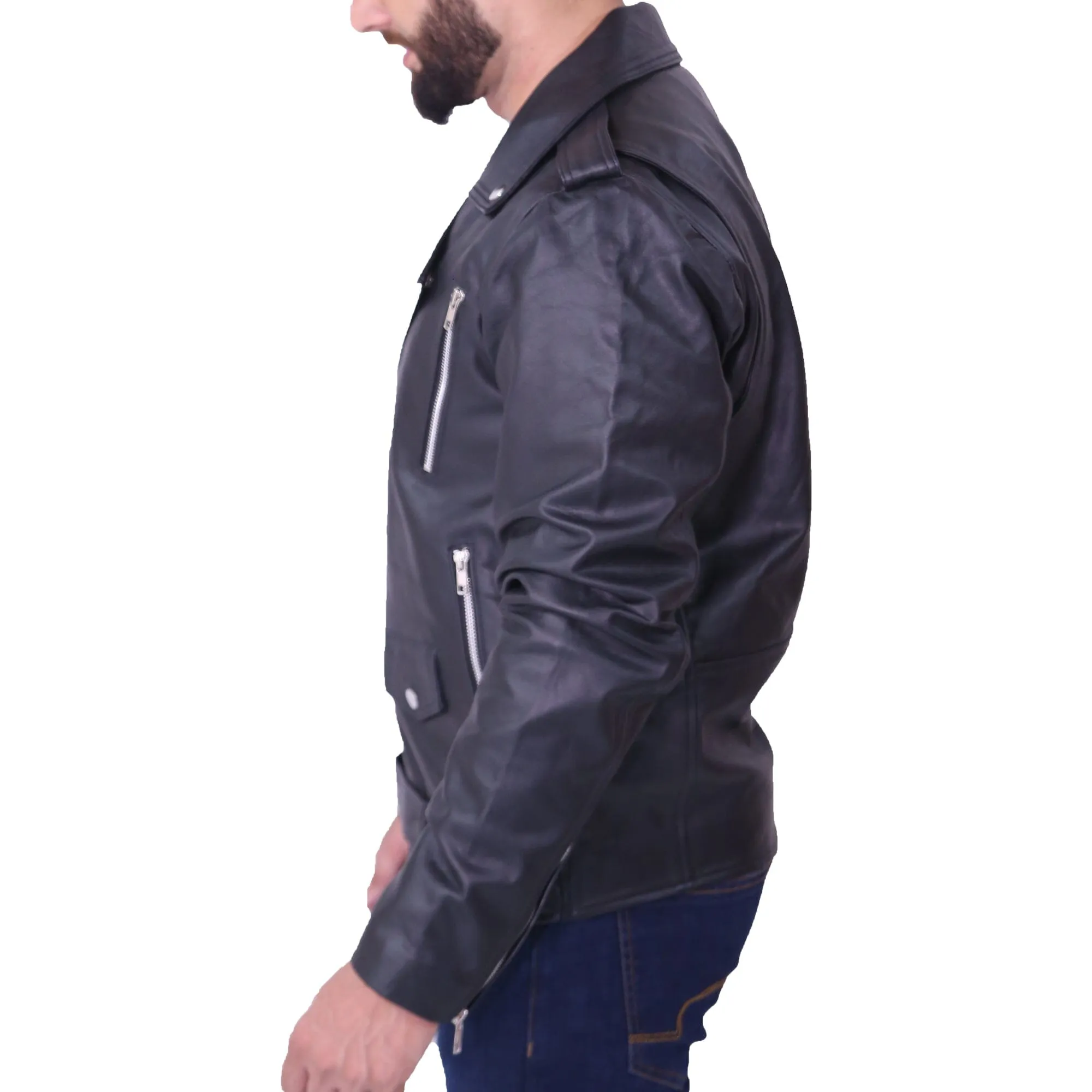 Men's Slim Fit Adam Levine Black Leather Jacket