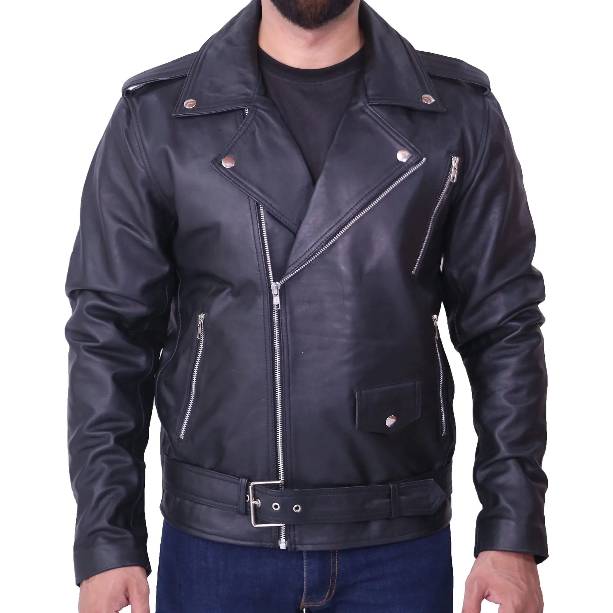 Men's Slim Fit Adam Levine Black Leather Jacket